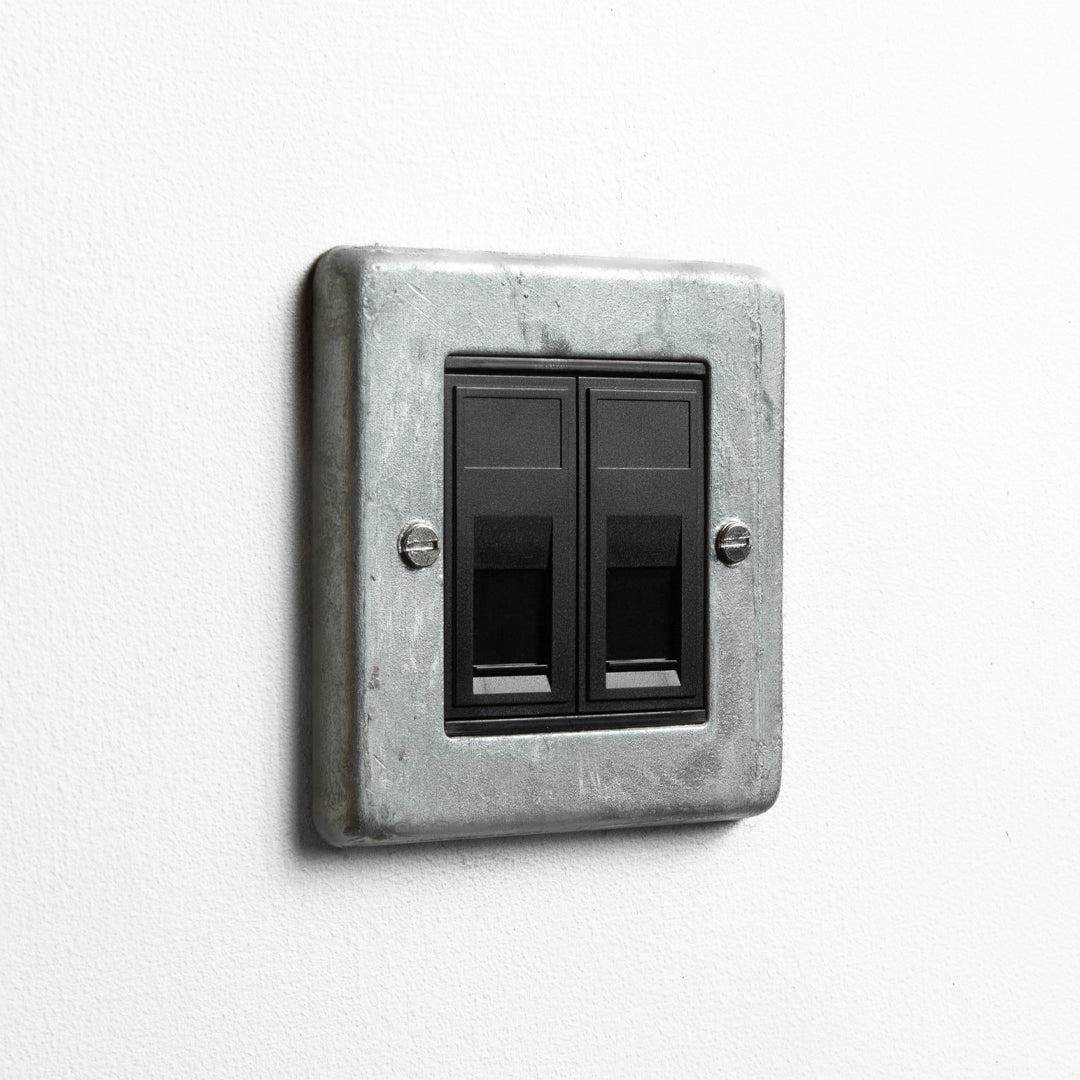 Galvanised 2 Gang RJ45 Socket