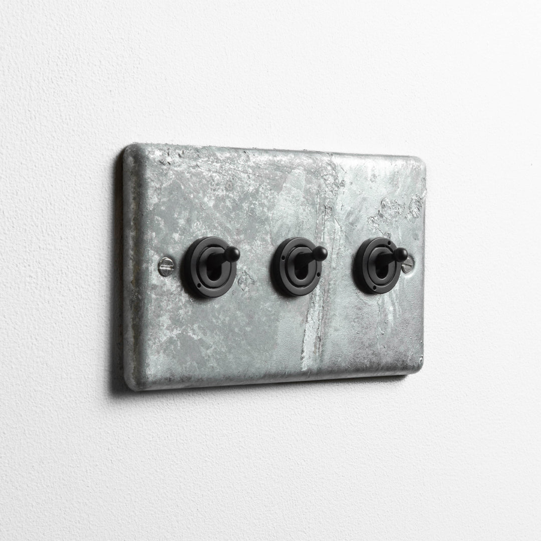Galvanised 3 Gang 2 Way Toggle Switch