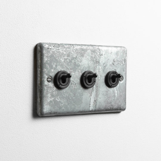 Galvanised 3 Gang 2 Way Toggle Switch