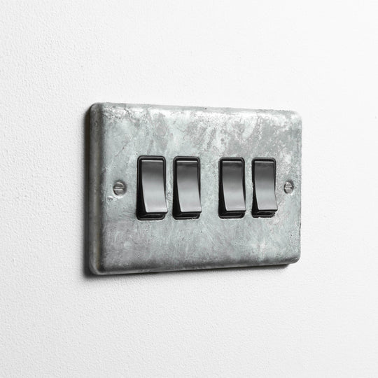 Galvanised 4 Gang 2 Way Switch