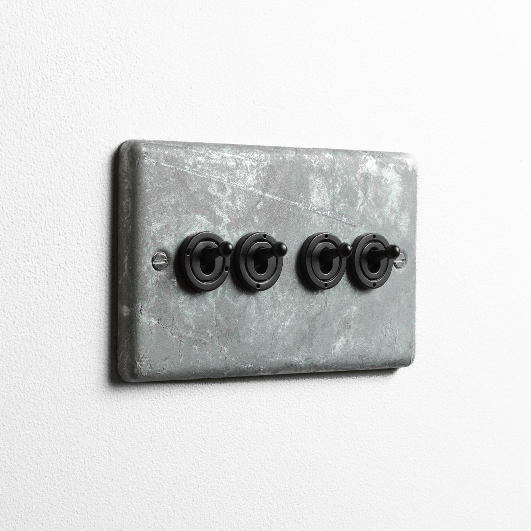 Galvanised 4 Gang 2 Way Toggle Switch