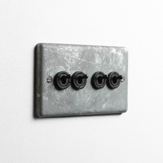 Galvanised 4 Gang 2 Way Toggle Switch