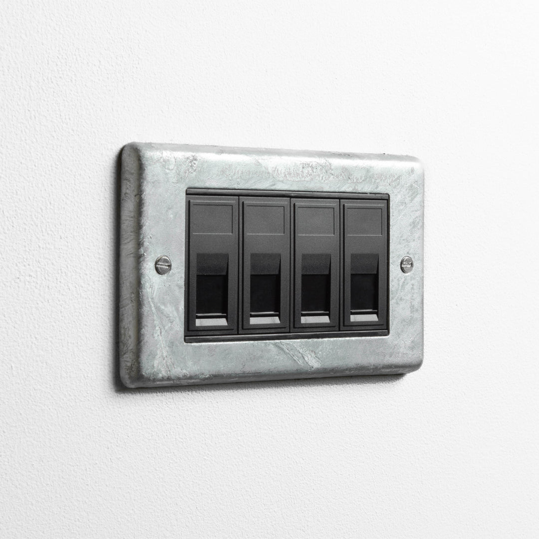 Galvanised 4 Gang RJ45 Socket