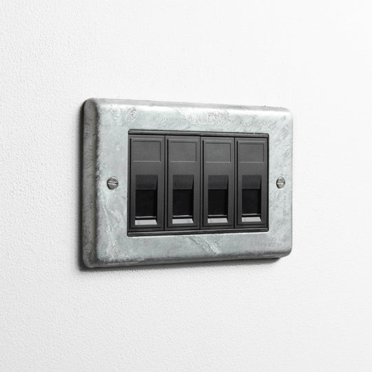 Galvanised 4 Gang RJ45 Socket