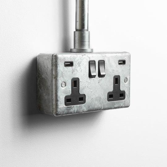 Galvanised Double Socket with USB