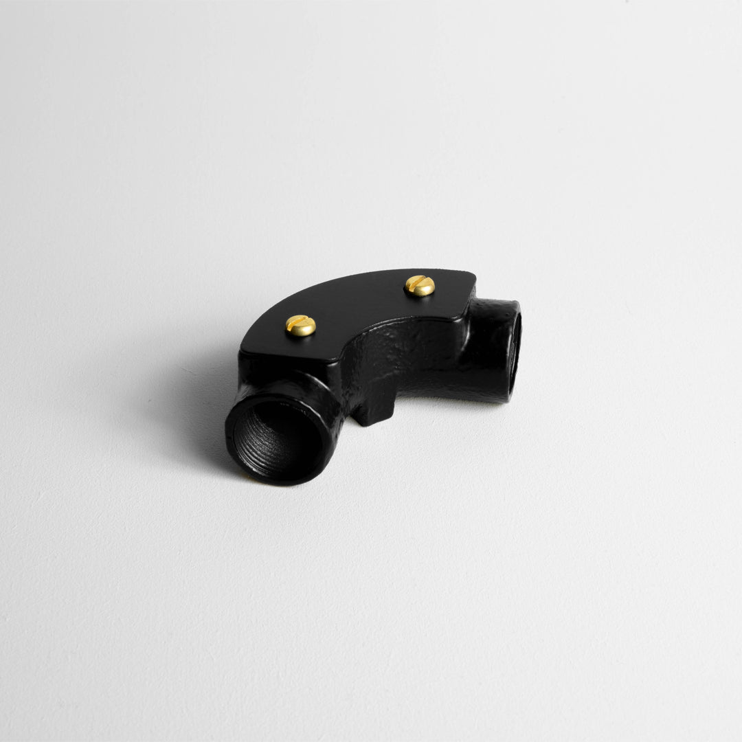 Matt Black 20mm Conduit Inspection Elbow On Light Grey Background