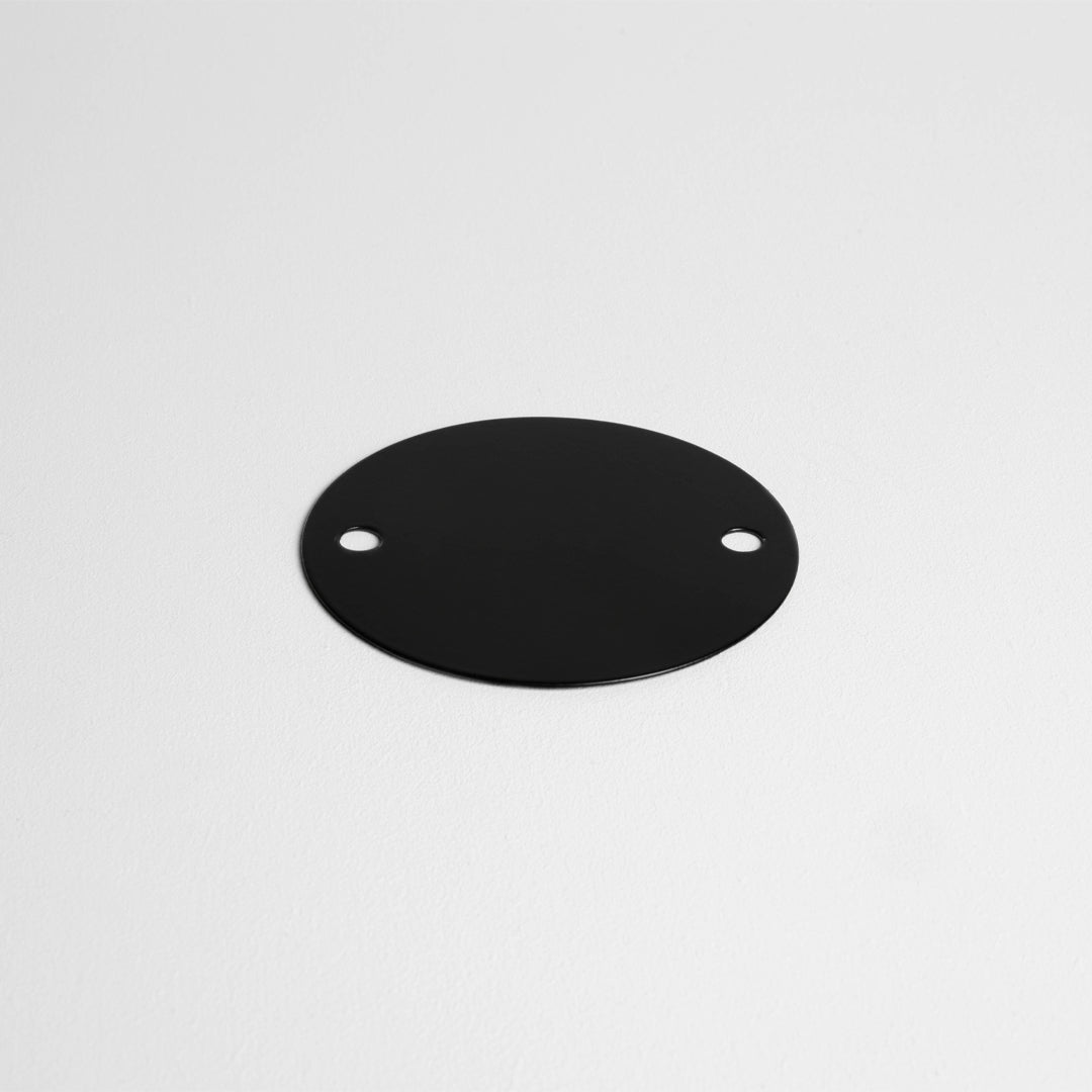 Matt Black 20mm Conduit Box Lid On A Light Grey Background
