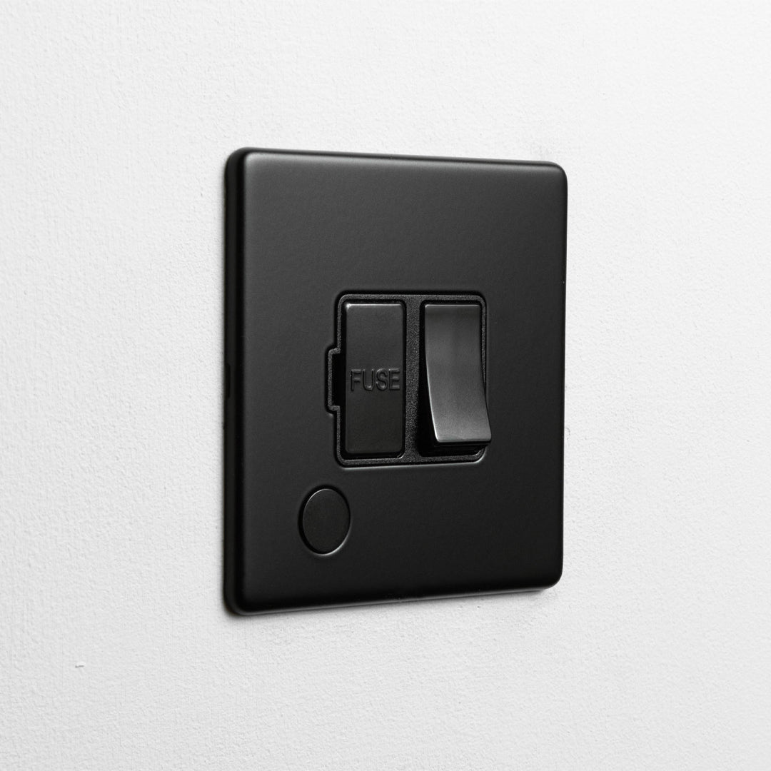 Concealed Matt Black Switched Fused Connection Switch With Flex Outlet