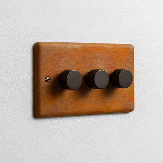 Rusted 3 Gang 2 Way Dimmer Switch
