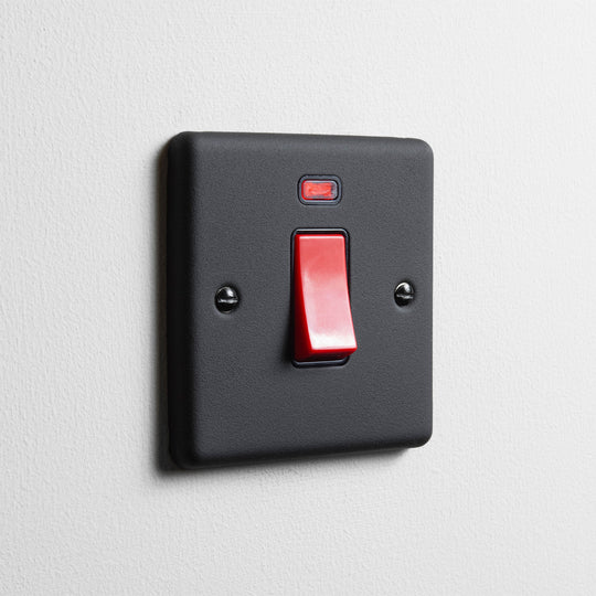 Textured Black 1 Gang 45A Double Pole Switch