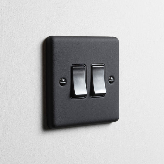Textured Black 2 Gang 2 Way Switch