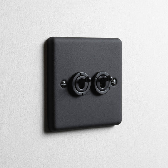 Textured Black 2 Gang 2 Way Toggle Switch