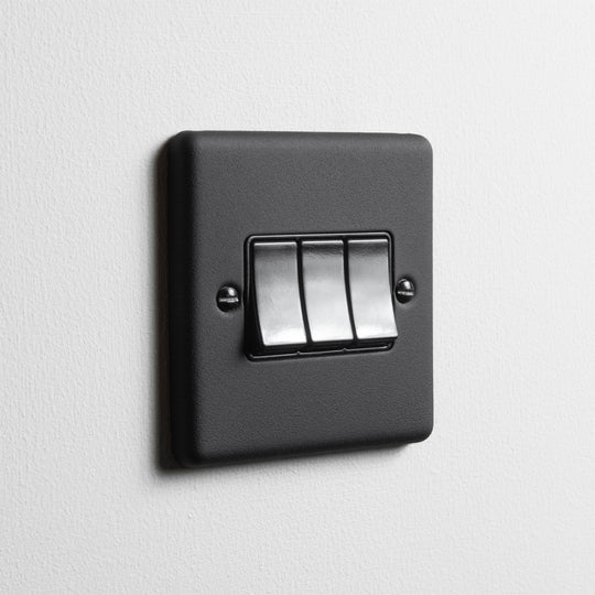Textured Black 3 Gang 2 Way Switch