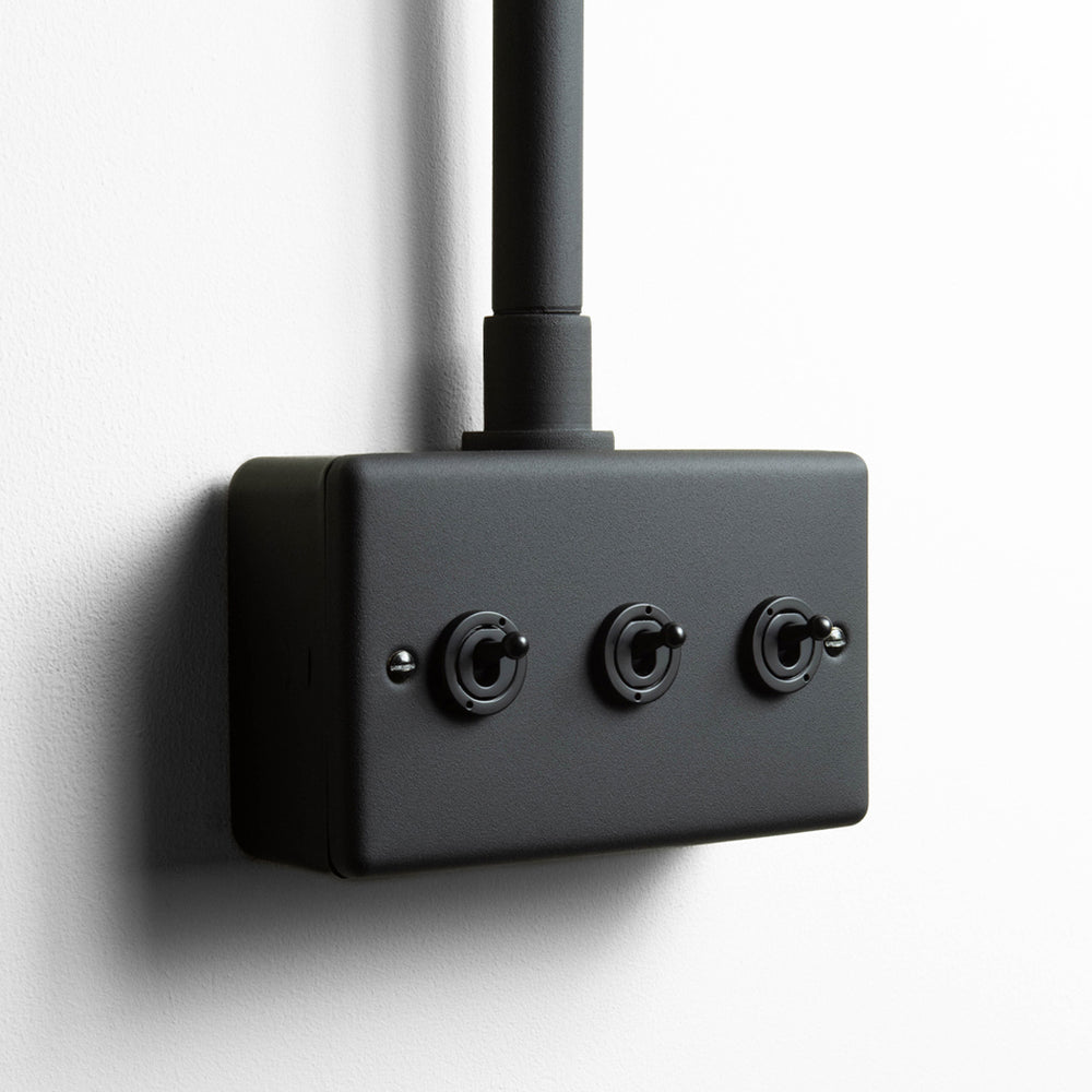 Textured Black 3 Gang 2 Toggle Way Switch