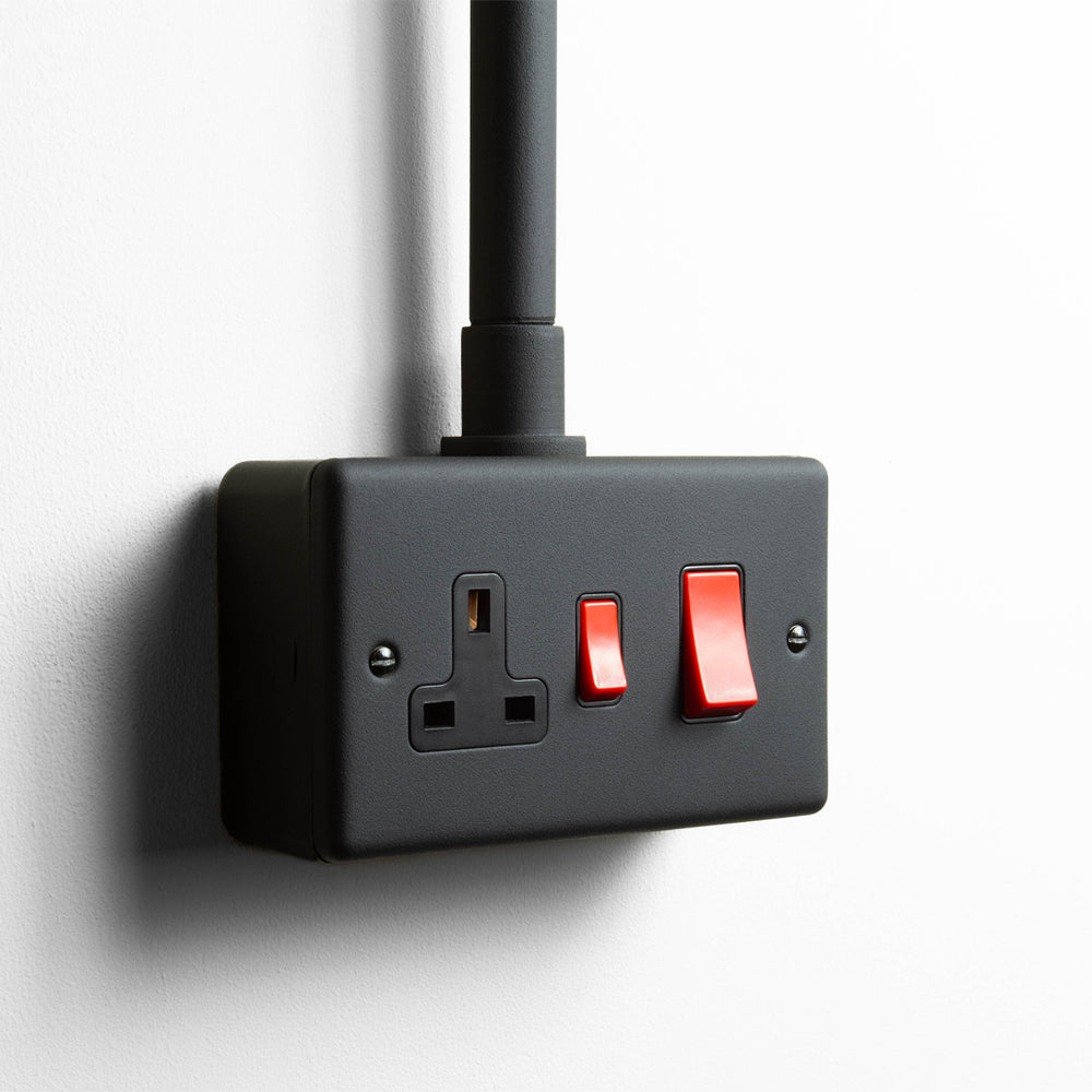 Textured Black 45A Cooker Switch with Socket