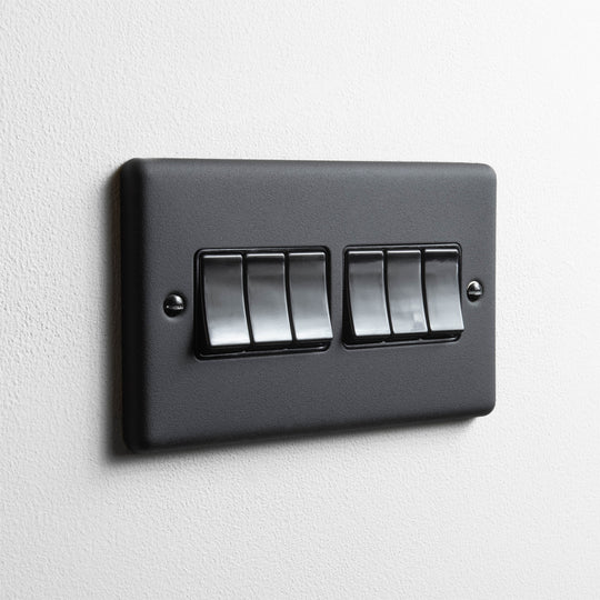 Textured Black 6 Gang 2 Way Switch