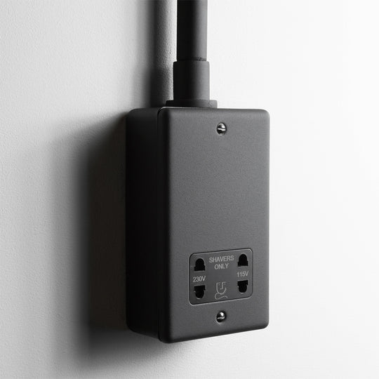 Textured Black Dual Voltage Shaver Socket