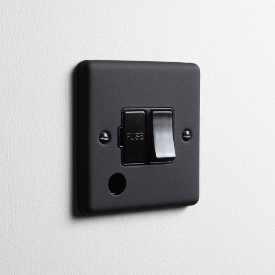 Textured Black Switched Fused Connection Switch With Flex Outlet
