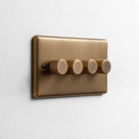 Antique Brass 4 Gang 2 Way Dimmer Switch