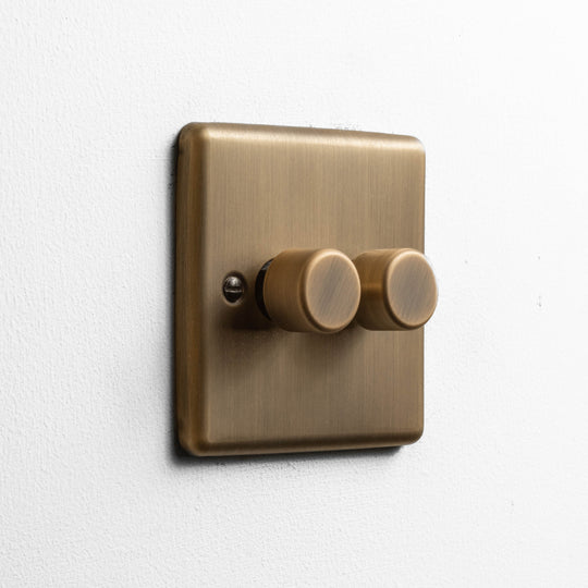 Antique Brass 2 Gang 2 Way Dimmer Switch