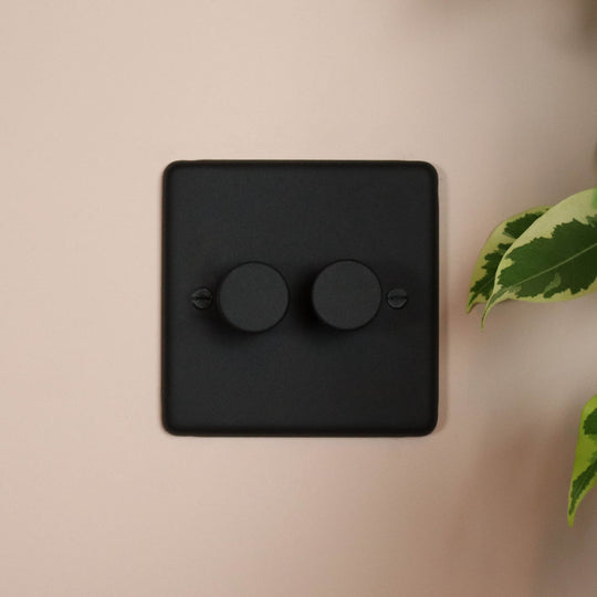 Textured Black 2 Gang 2 Way Dimmer Switch
