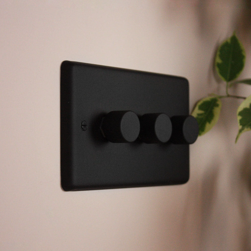 Textured Black 3 Gang 2 Way Dimmer Switch