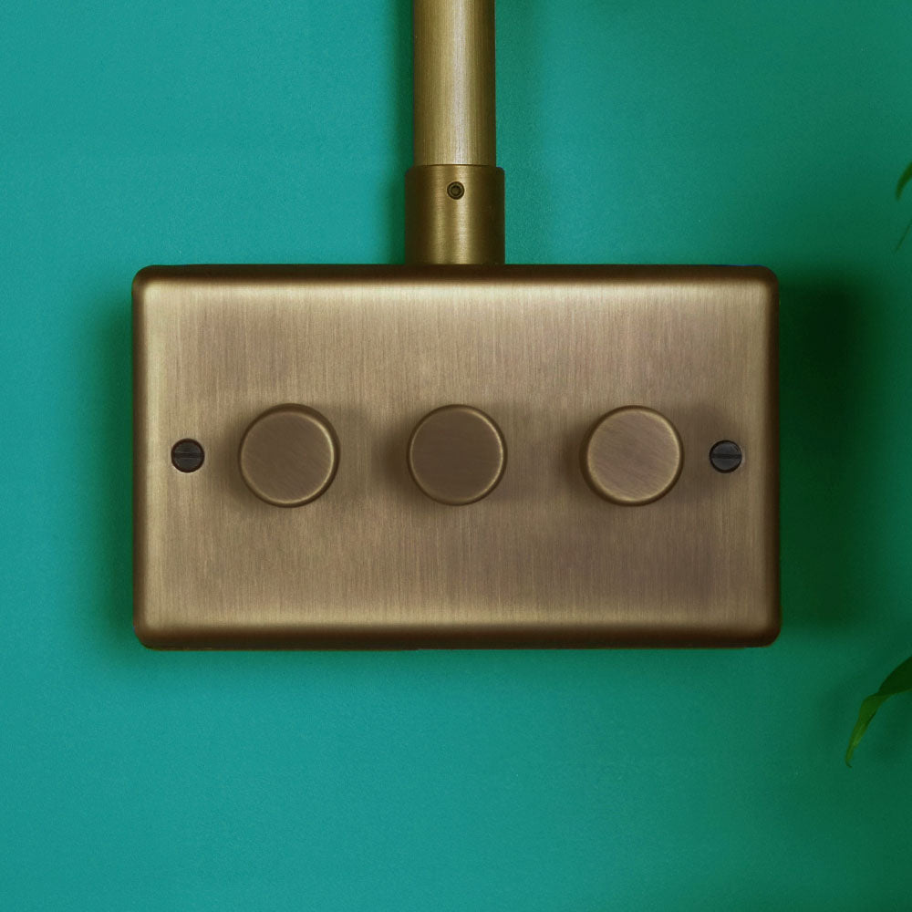 Antique Brass 3 Gang 2 Way Dimmer Switch