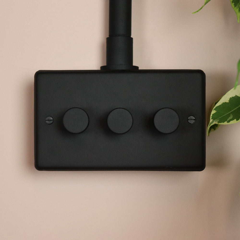 Textured Black 3 Gang 2 Way Dimmer Switch