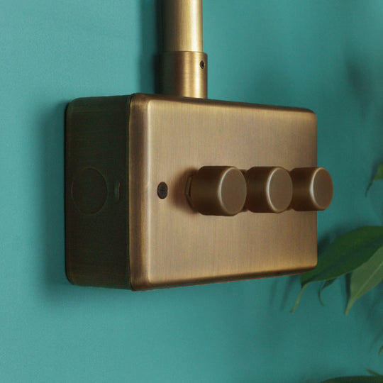 Antique Brass 3 Gang 2 Way Dimmer Switch