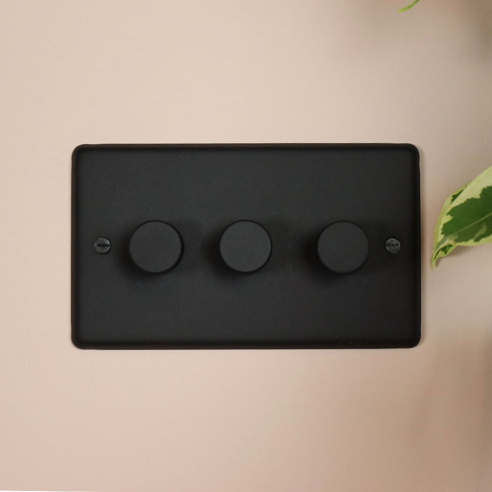 Textured Black 3 Gang 2 Way Dimmer Switch