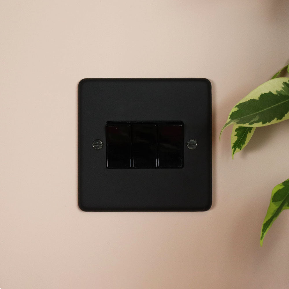Textured Black 3 Gang 2 Way Switch