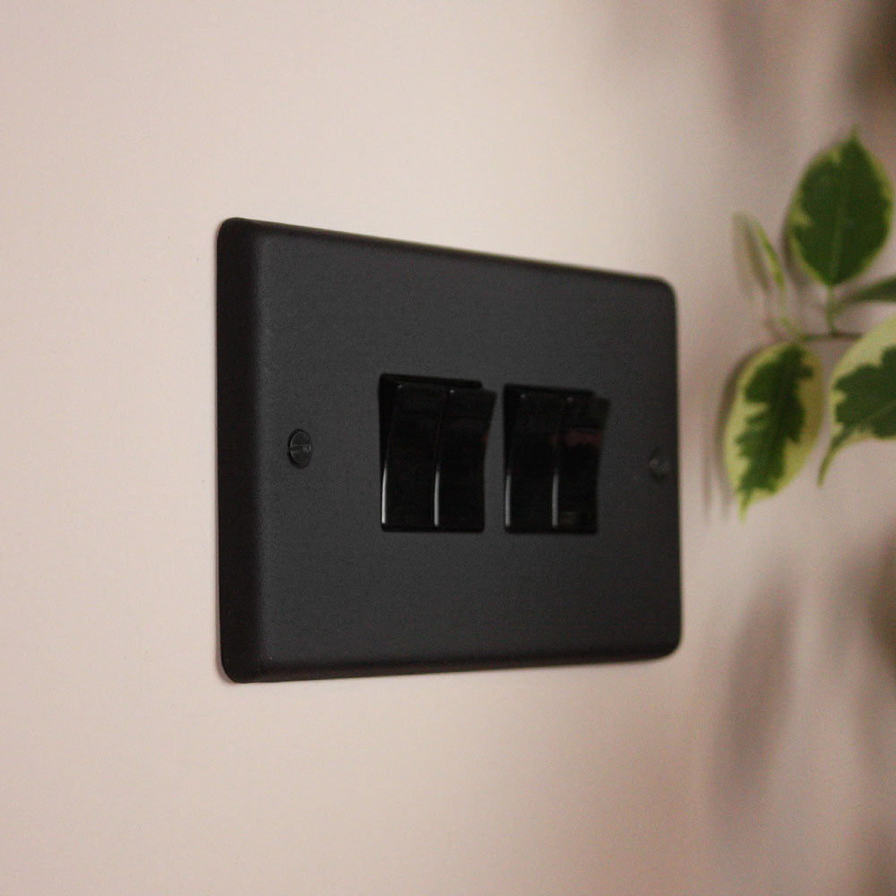Textured Black 4 Gang 2 Way Switch