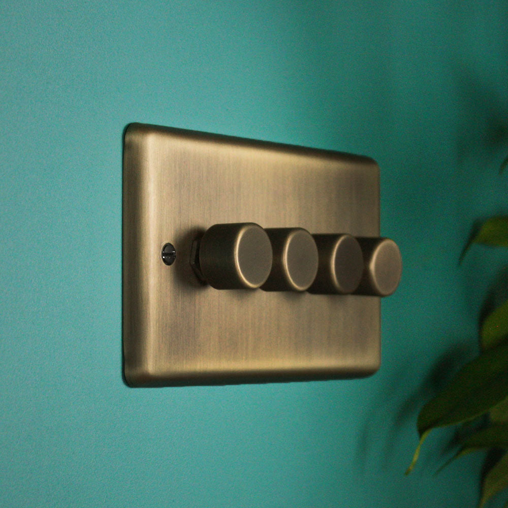 Antique Brass 4 Gang 2 Way Dimmer Switch