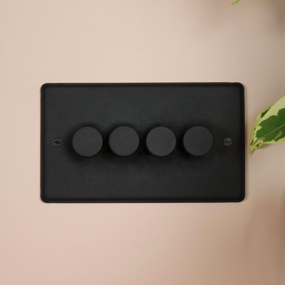 Textured Black 4 Gang Dimmer Switch