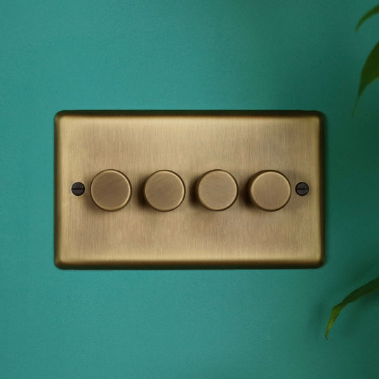 Antique Brass 4 Gang 2 Way Dimmer Switch