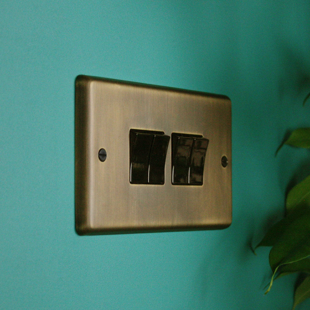 Antique Brass 4 Gang 2 Way Switch