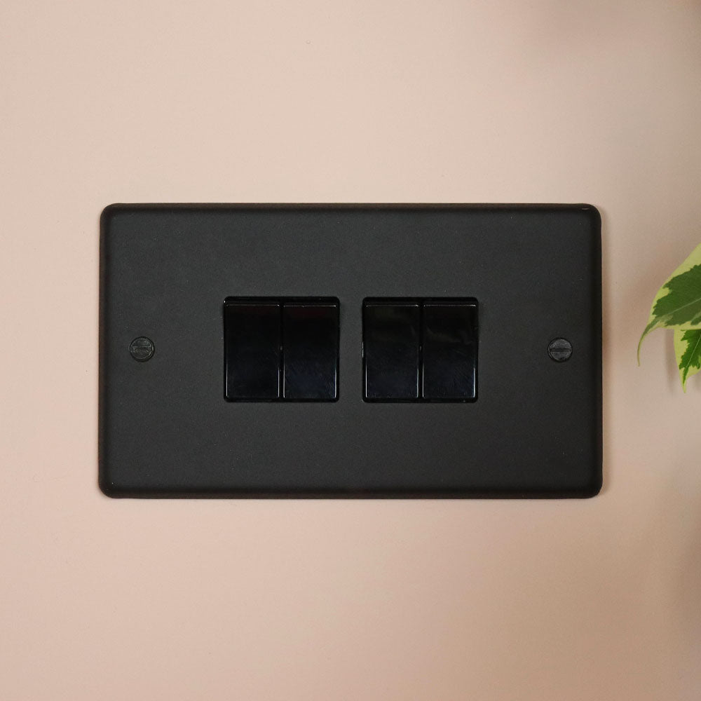 Textured Black 4 Gang 2 Way Switch