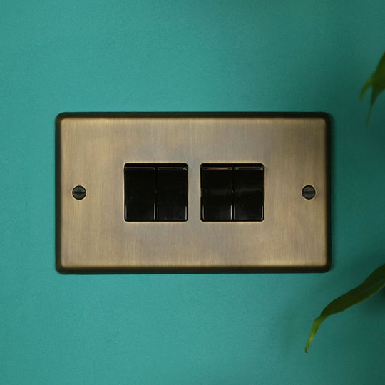 Antique Brass 4 Gang 2 Way Switch
