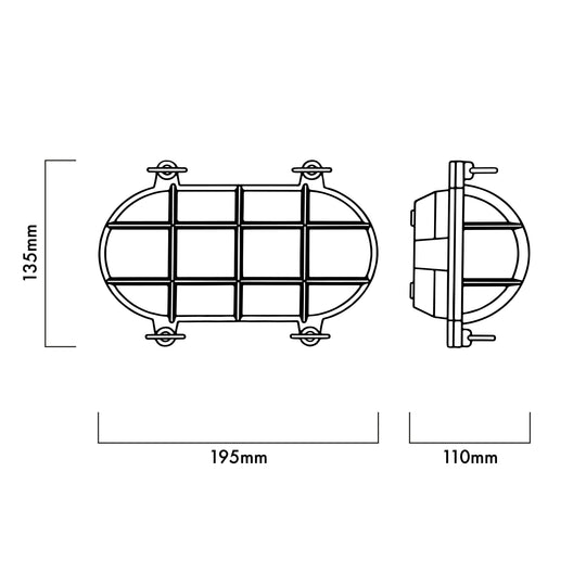Textured Black Oval Bulkhead Medium