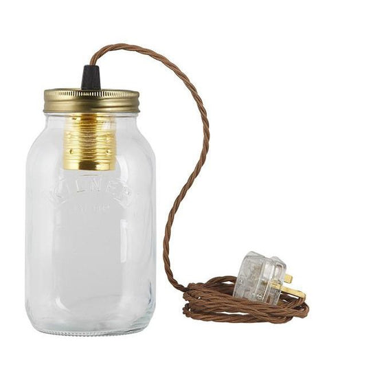 Old Gold Fabric Cable Jam Jar Lamp