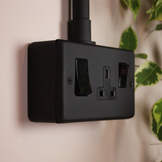 Textured Black 45A Cooker Switch with Socket