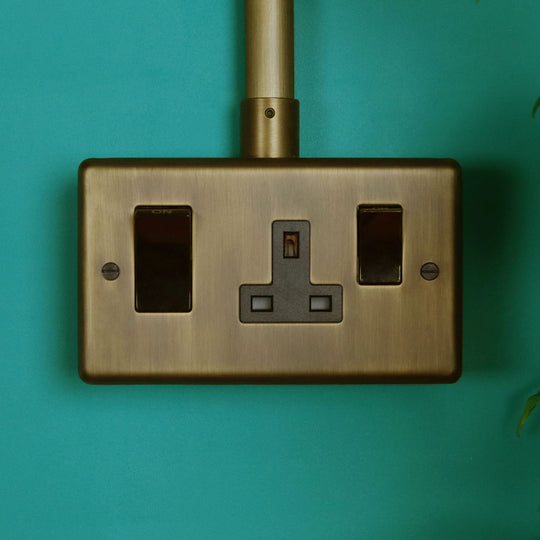 Antique Brass 45amp Cooker Switch With Socket