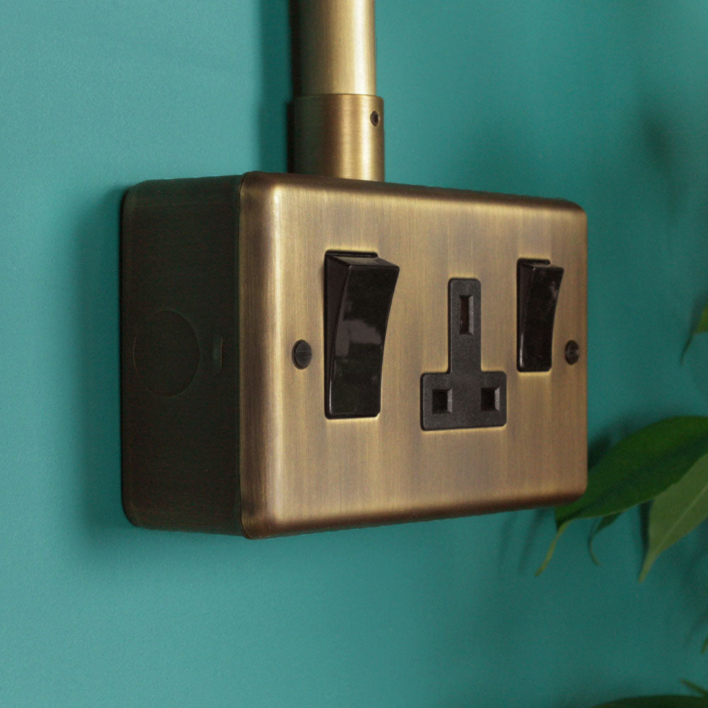 Antique Brass 45amp Cooker Switch With Socket