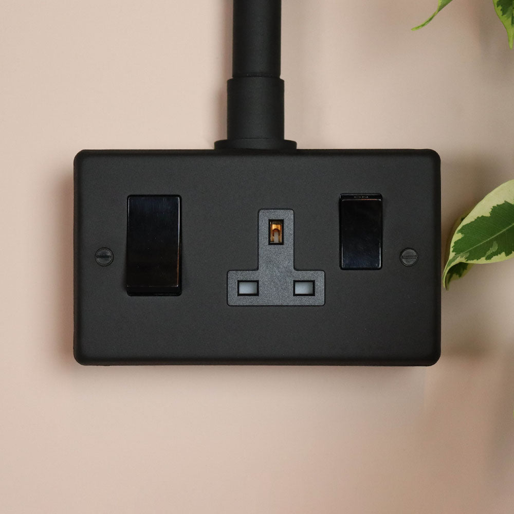 Textured Black 45A Cooker Switch with Socket
