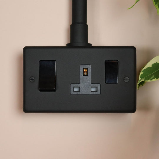 Textured Black 45A Cooker Switch with Socket