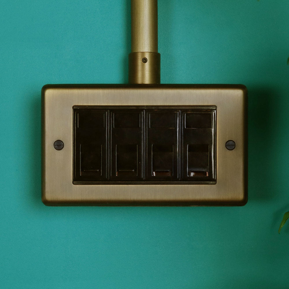 Antique Brass 4 Gang RJ45 Socket