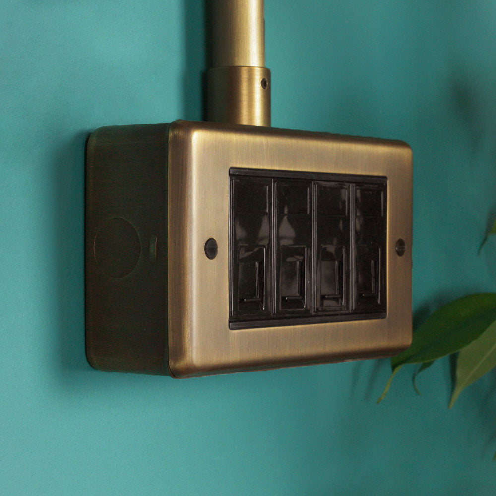 Antique Brass 4 Gang RJ45 Socket