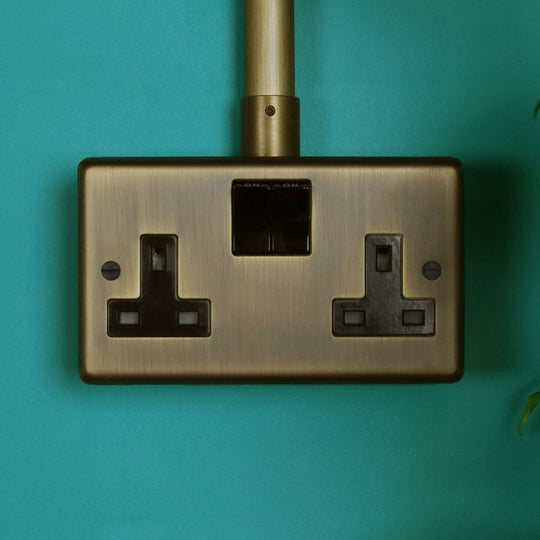 Antique Brass Double Socket Outlet