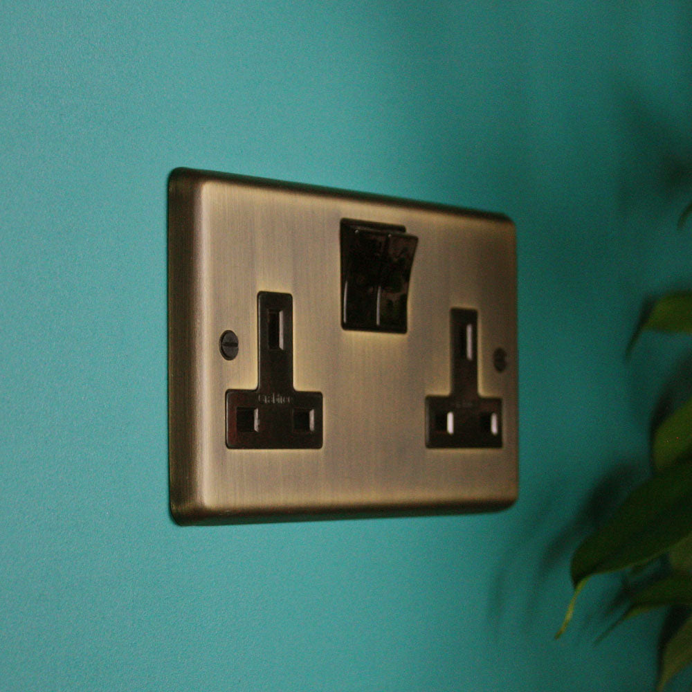 Antique Brass Double Socket Outlet