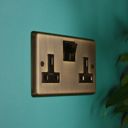 Antique Brass Double Socket Outlet